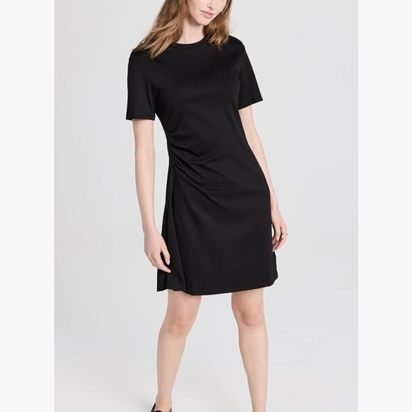 Theory Dresses & Skirts - Theory Black T-shirt Side Drape Dress Crew Neck